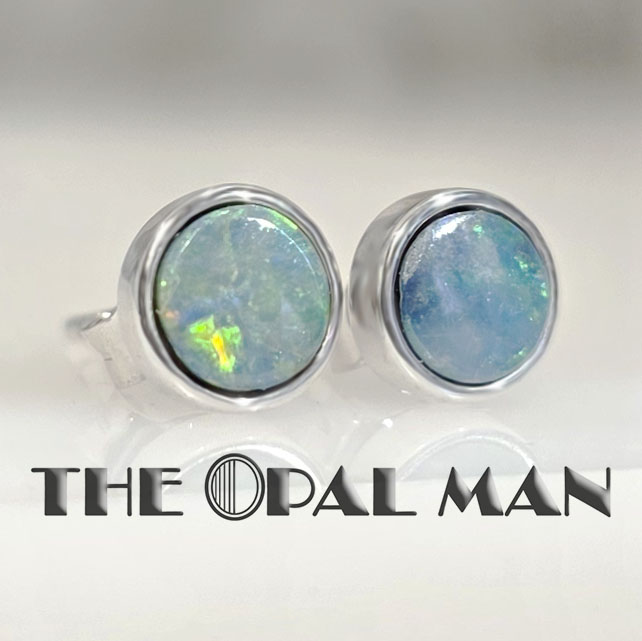 Serene Gleam Australian Opal Doublets Sterling Silver Stud Earrings - SOLD - Image 4