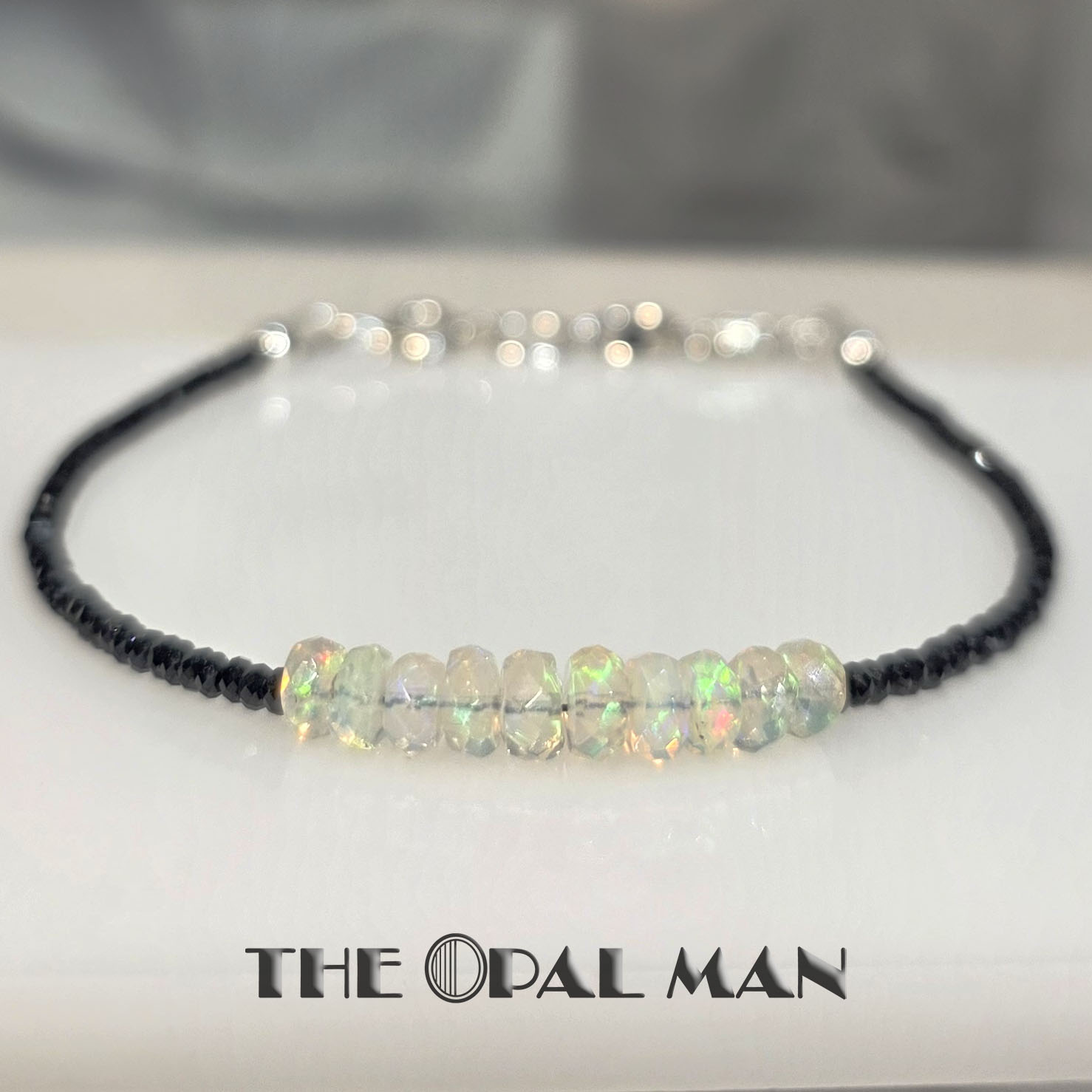 Honey Violet Luster Beaded Ethiopian Opal & Black Spinel Sterling Silver Bracelet - *SOLD* - Image 3