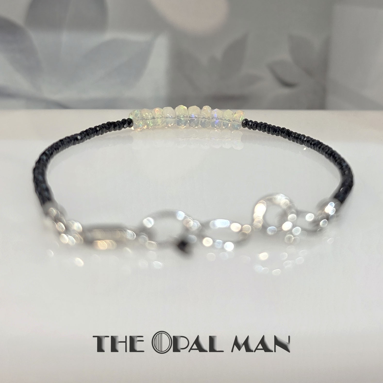 Honey Violet Luster Beaded Ethiopian Opal & Black Spinel Sterling Silver Bracelet - *SOLD* - Image 7