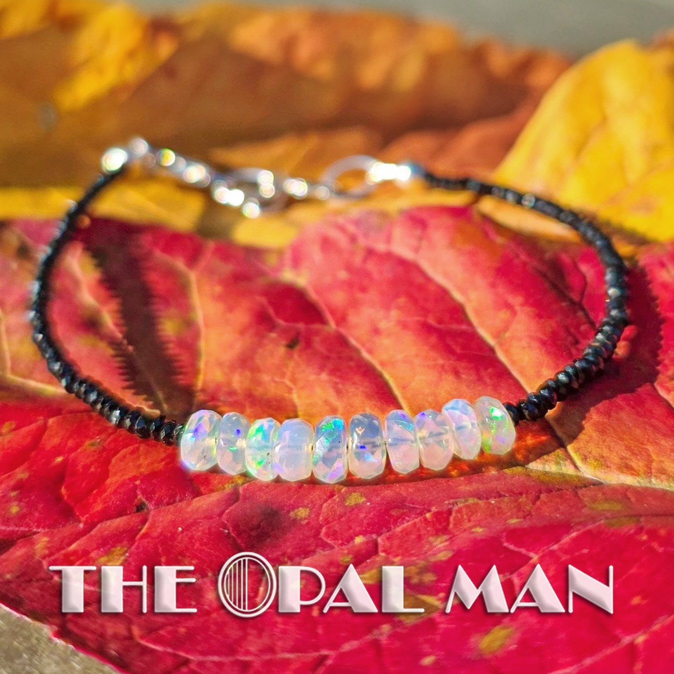 Honey Violet Luster Beaded Ethiopian Opal & Black Spinel Sterling Silver Bracelet - *SOLD*