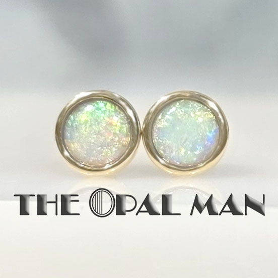 Essence Of October Australian Crystal Opals 14K Yellow Gold Stud Earrings - 423-2000023 - Image 2
