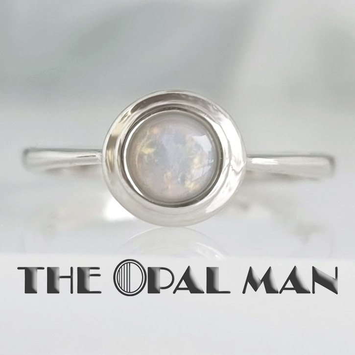 Fireside Glow Australian White Opal Sterling Silver Ring - 200-02749 - Image 5