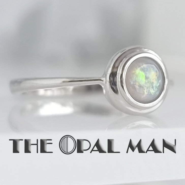 Fireside Glow Australian White Opal Sterling Silver Ring - 200-02749 - Image 6