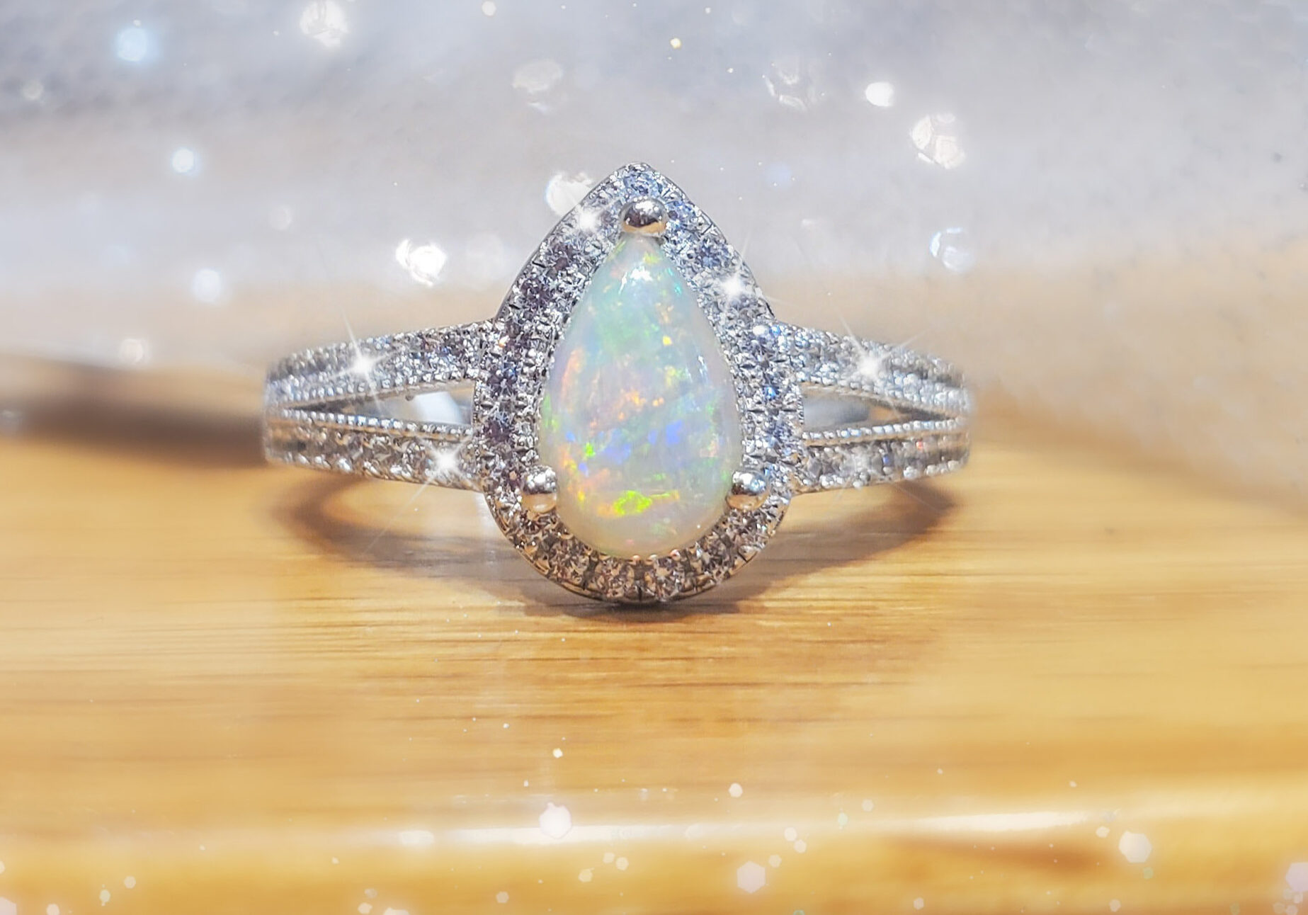 White Opal Sterling Silver Ring